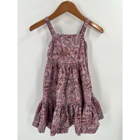 Utsa Kids 2Y Purple Floral Ruffle Dress Smocked Cottagecore Prairie Cotton Blend - Picture 8 of 8